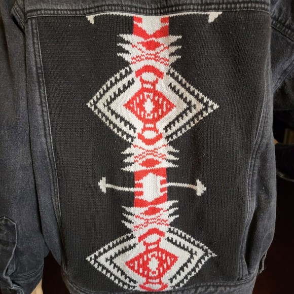 Carole Little Jacket Size 12 Gray Denim Tribal Aztec Western Knit Design - Picture 7 of 13